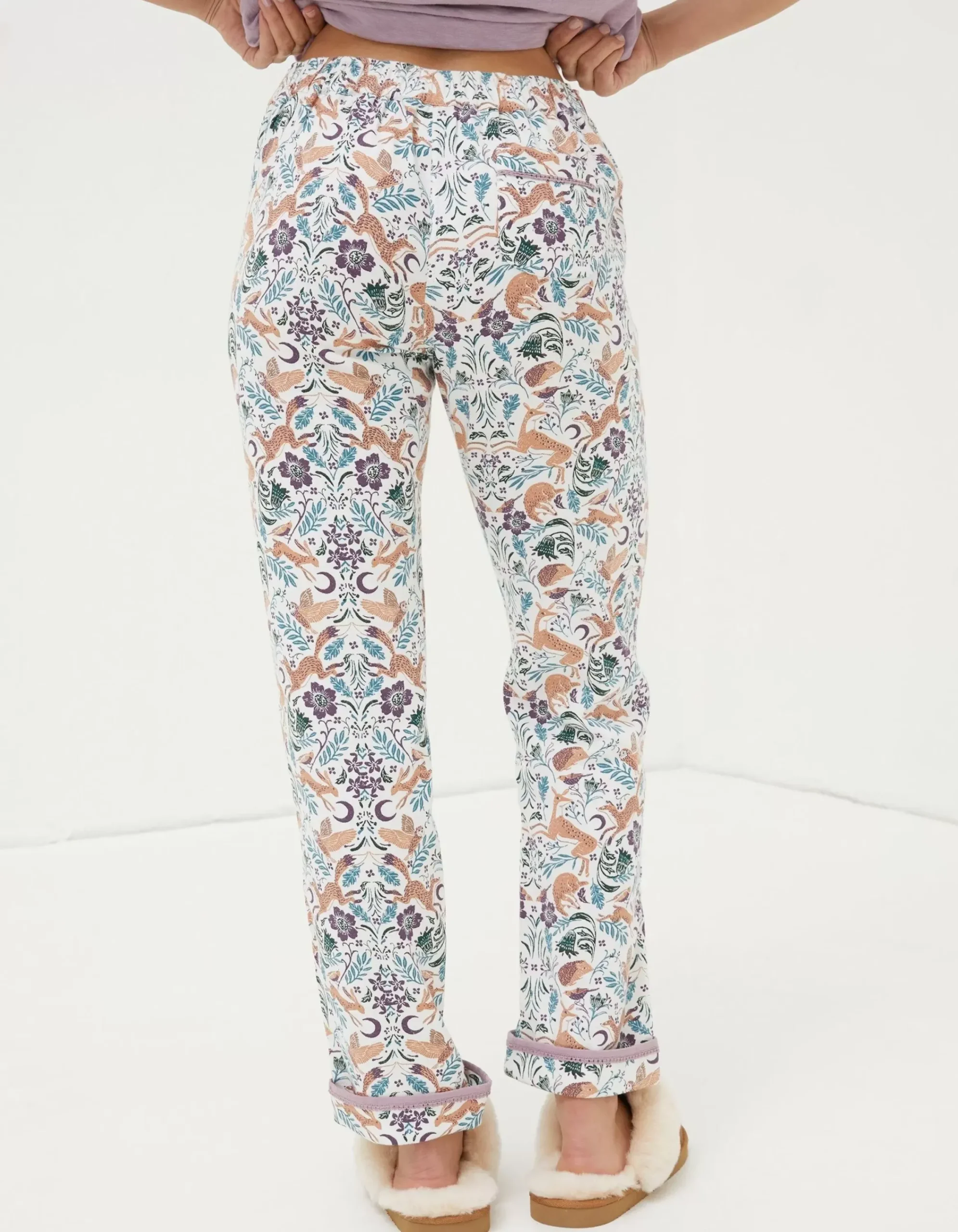 FatFace Eva Lino Animals Pyjama Bottoms Ivory