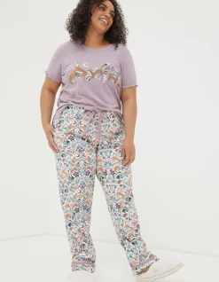 FatFace Eva Lino Animals Pyjama Bottoms Ivory
