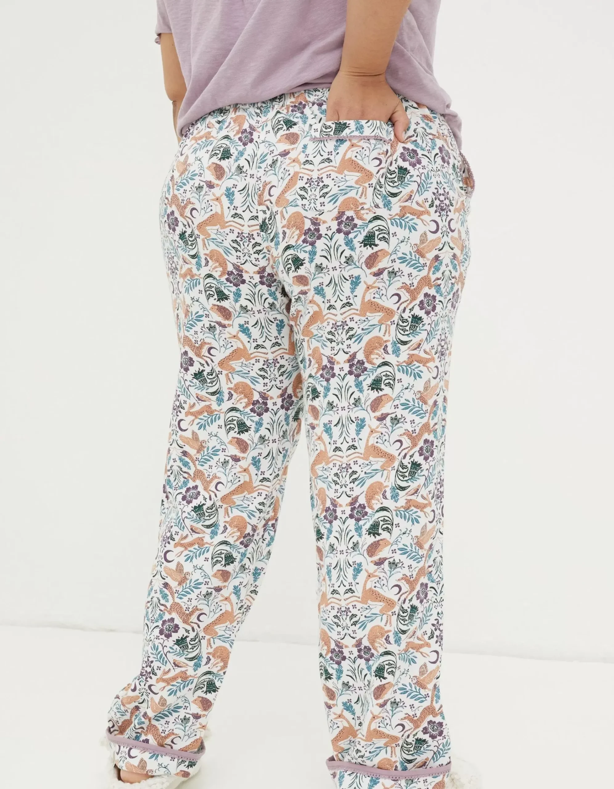 FatFace Eva Lino Animals Pyjama Bottoms Ivory