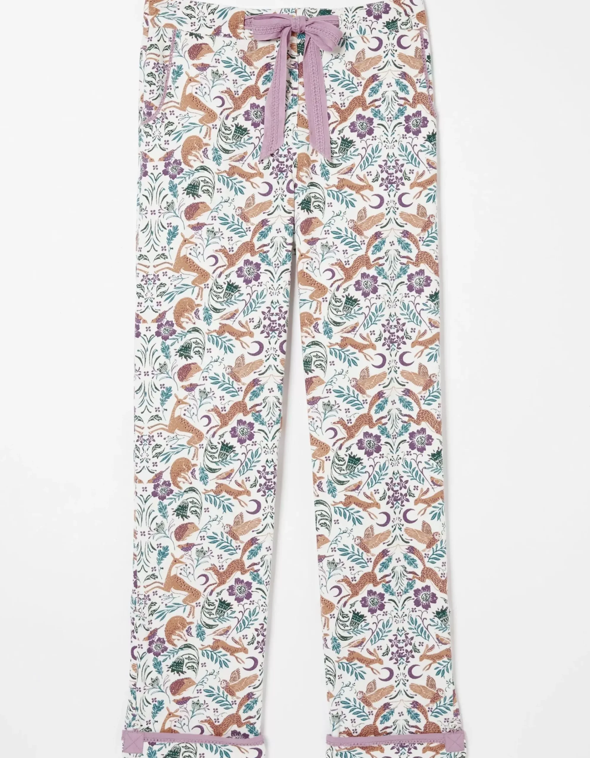 FatFace Eva Lino Animals Pyjama Bottoms Ivory