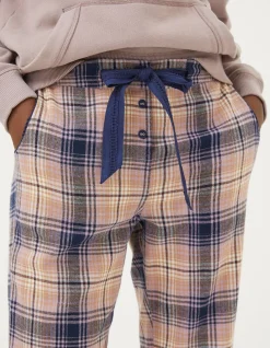 FatFace Eva Wildscapes Check Pyjama Bottoms Purple New