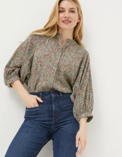 FatFace Evelyn Craft Floral Blouse Sage Green
