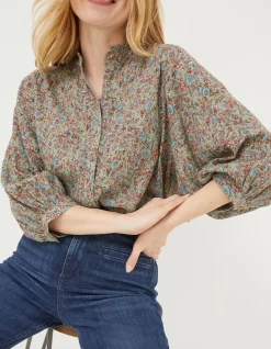 FatFace Evelyn Craft Floral Blouse Sage Green