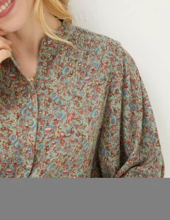 FatFace Evelyn Craft Floral Blouse Sage Green