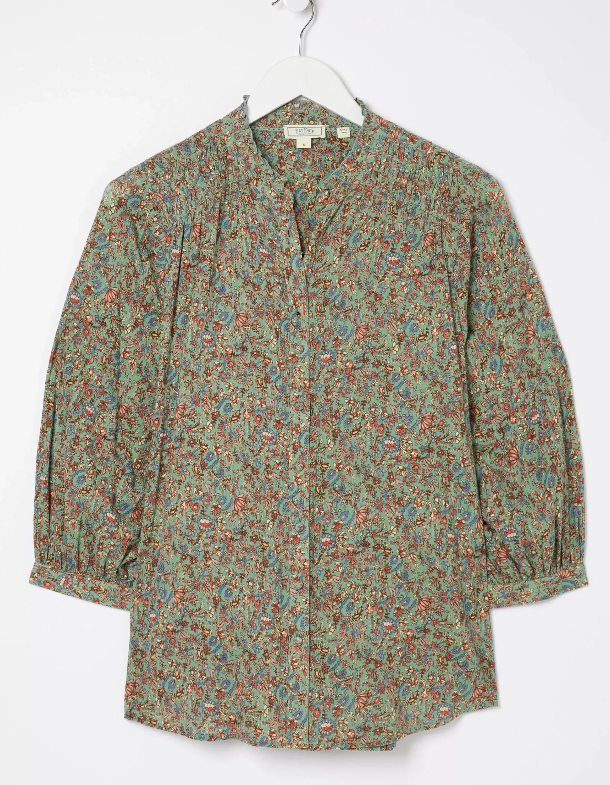 FatFace Evelyn Craft Floral Blouse Sage Green