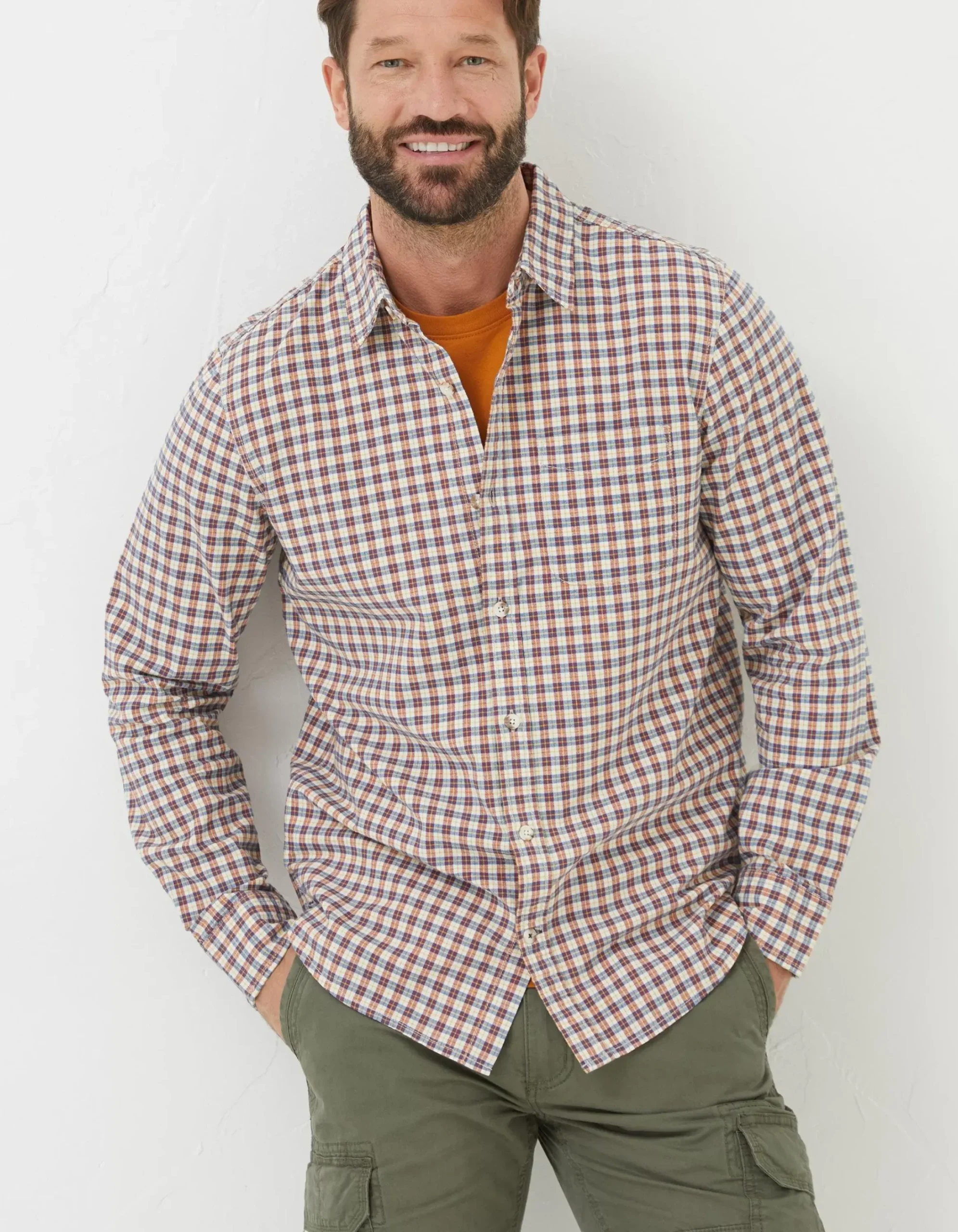 FatFace Everly Check Shirt Washed Red Online