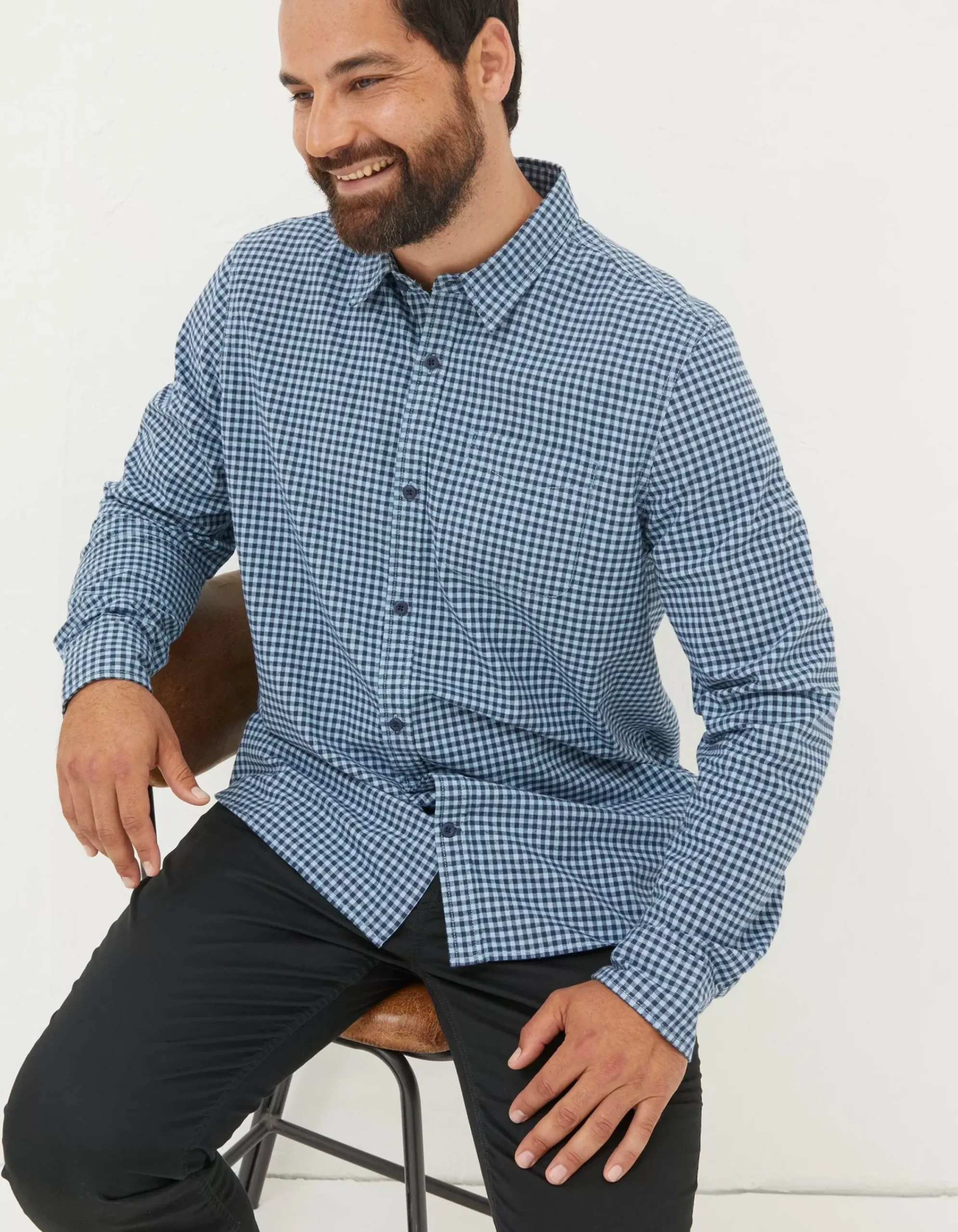 FatFace Everly Gingham Shirt Light Blue Best