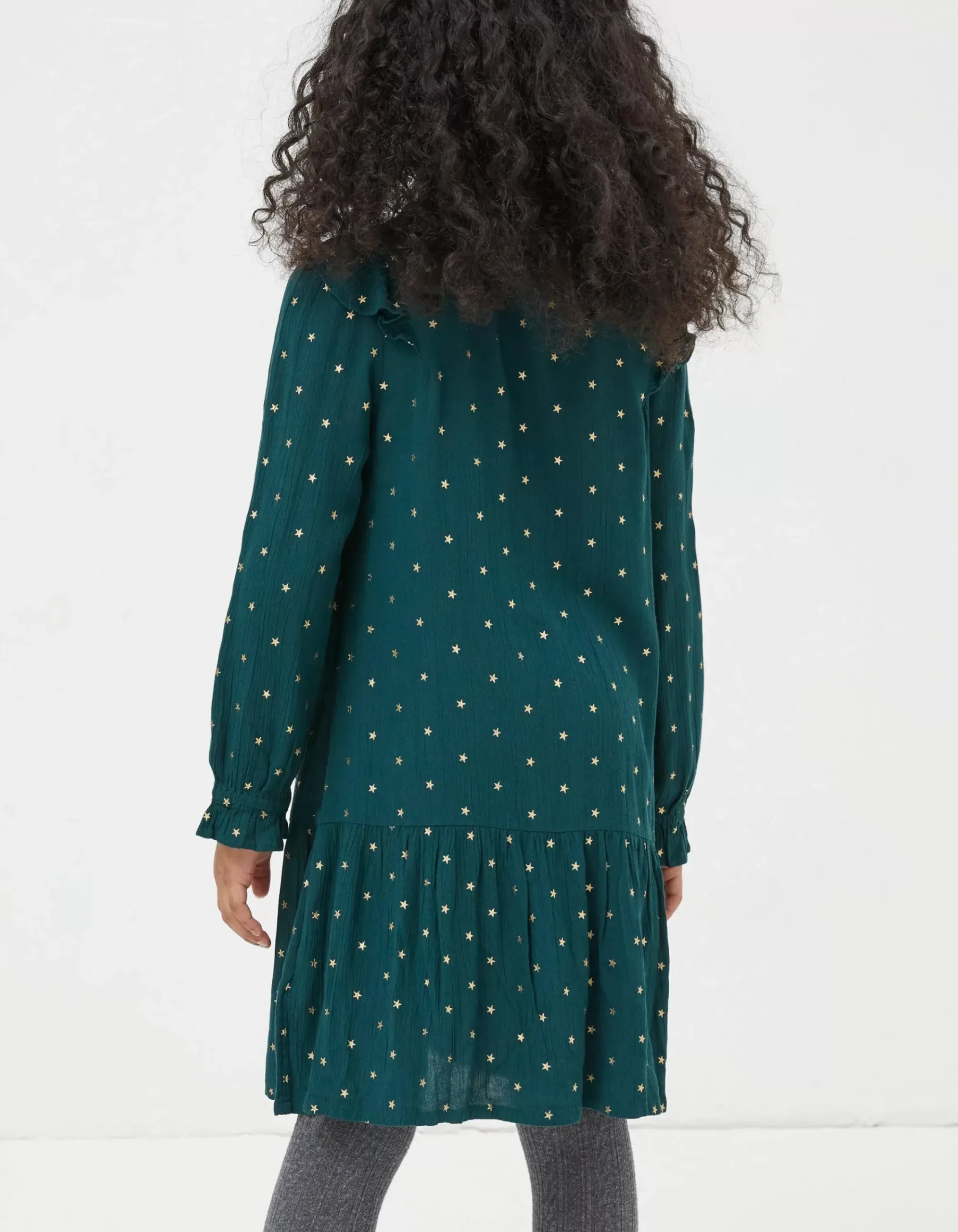 FatFace Evie Foil Star Dress Emerald Green Online