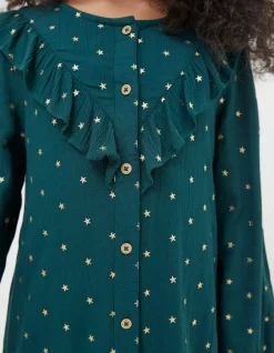 FatFace Evie Foil Star Dress Emerald Green Online