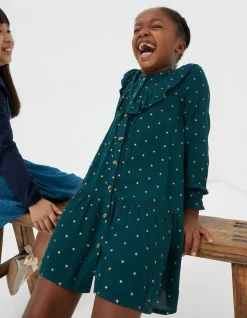 FatFace Evie Foil Star Dress Emerald Green Online