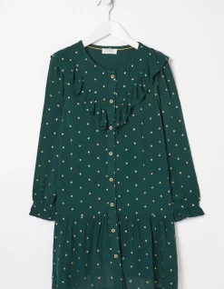 FatFace Evie Foil Star Dress Emerald Green Online