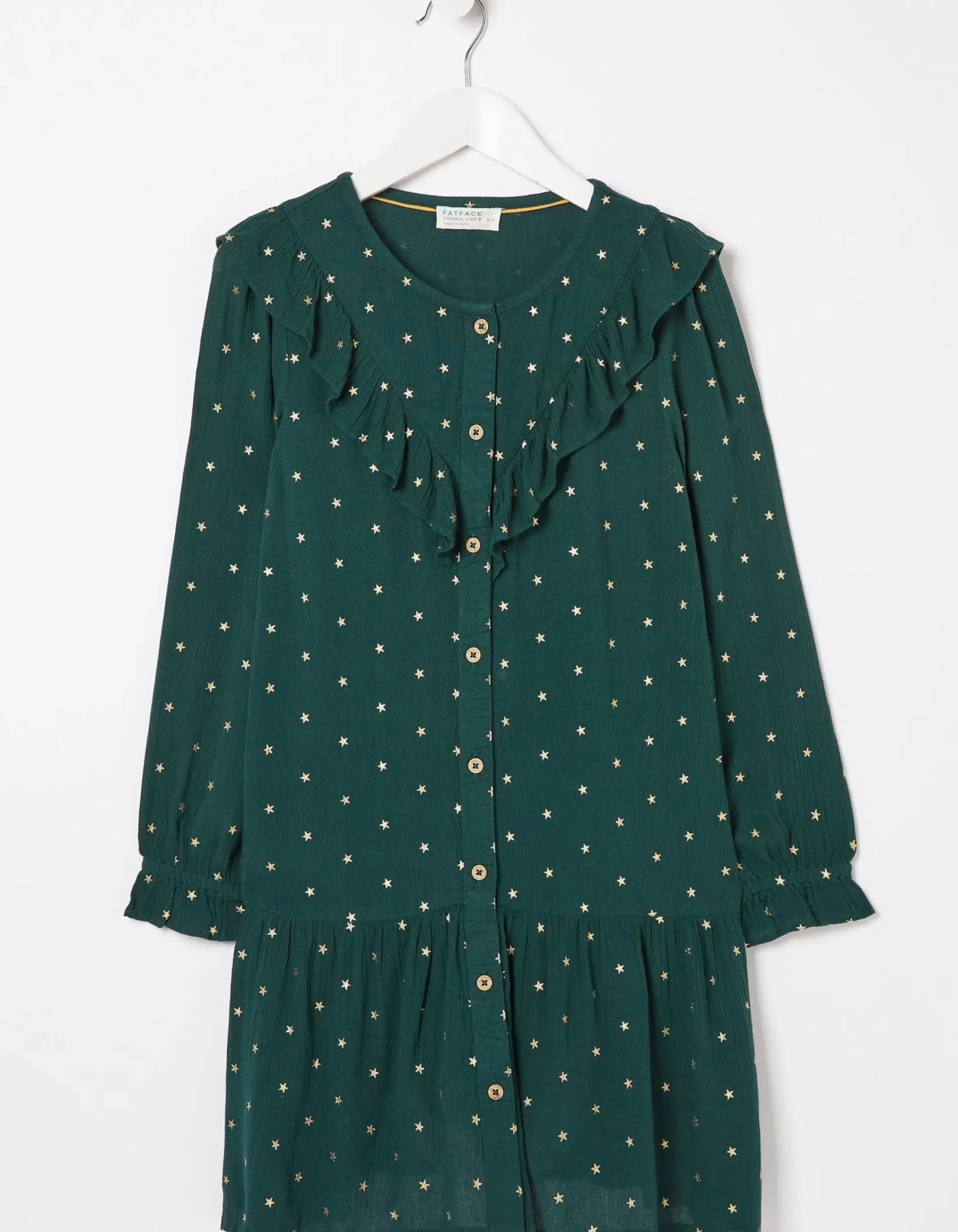 FatFace Evie Foil Star Dress Emerald Green Online