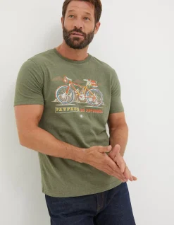 FatFace Explore Outdoors Bike T-Shirt Khaki Marl Clearance