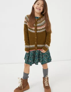 FatFace Fairisle Detail Cardigan Olive Green Discount