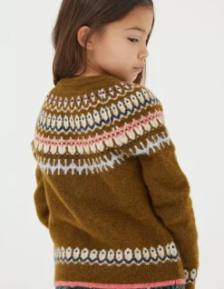 FatFace Fairisle Detail Cardigan Olive Green Discount