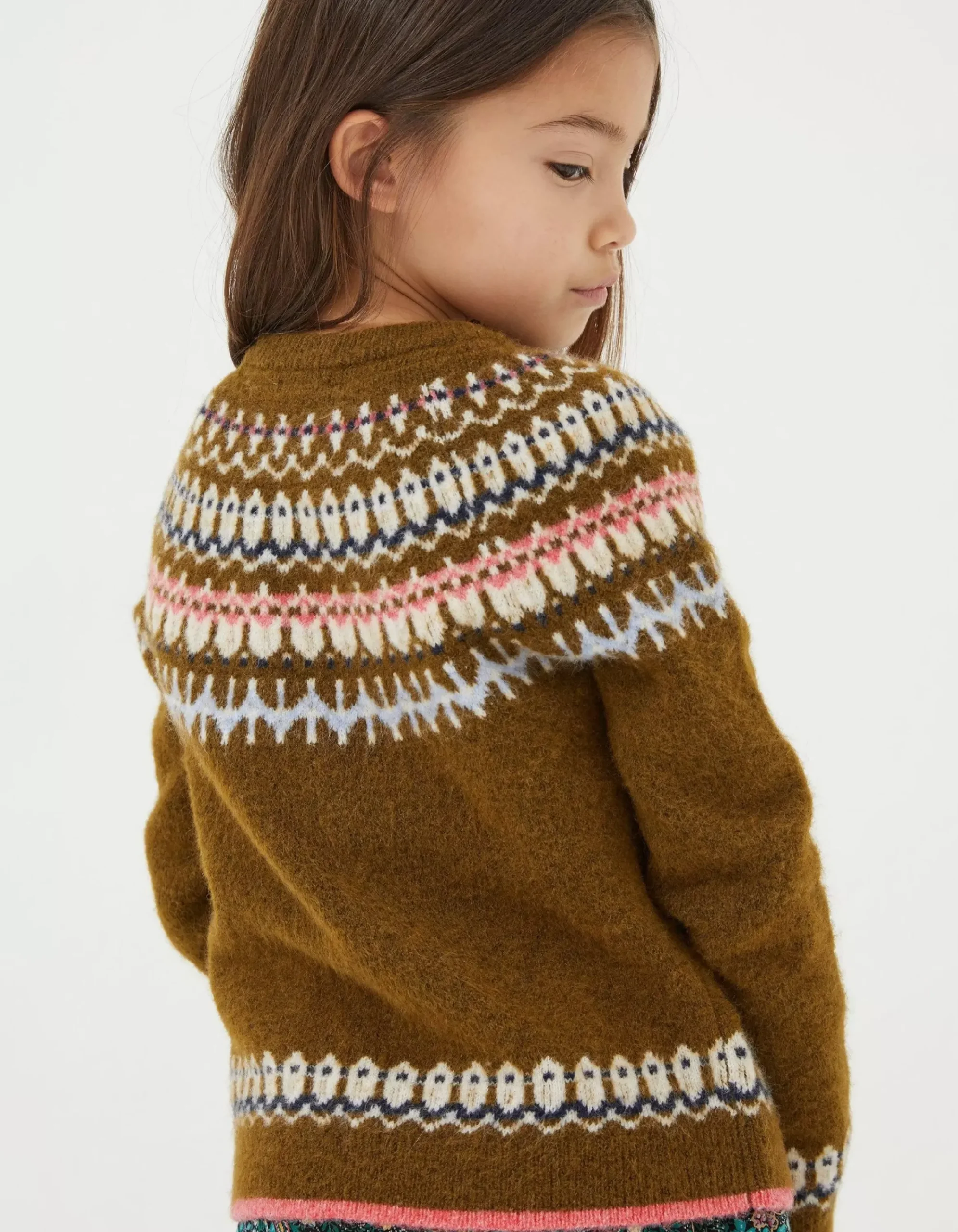 FatFace Fairisle Detail Cardigan Olive Green Discount