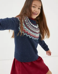 FatFace Fairisle Knitted Crew Neck Jumper Navy Sale