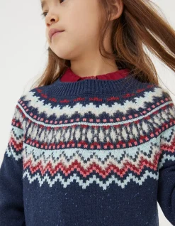 FatFace Fairisle Knitted Crew Neck Jumper Navy Sale