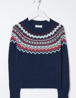 FatFace Fairisle Knitted Crew Neck Jumper Navy Sale