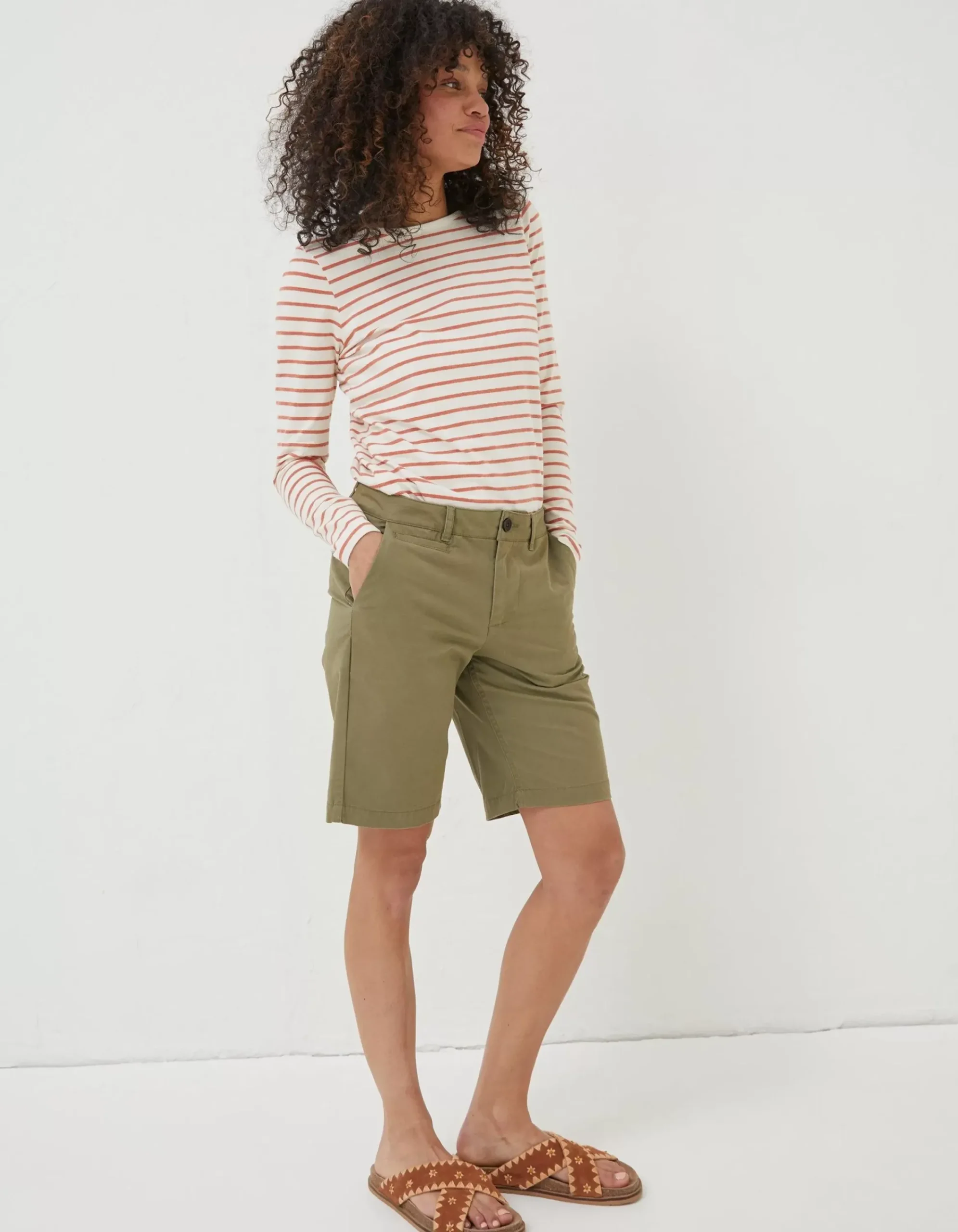 FatFace Falmouth Bermuda Chino Shorts Khaki Green Outlet