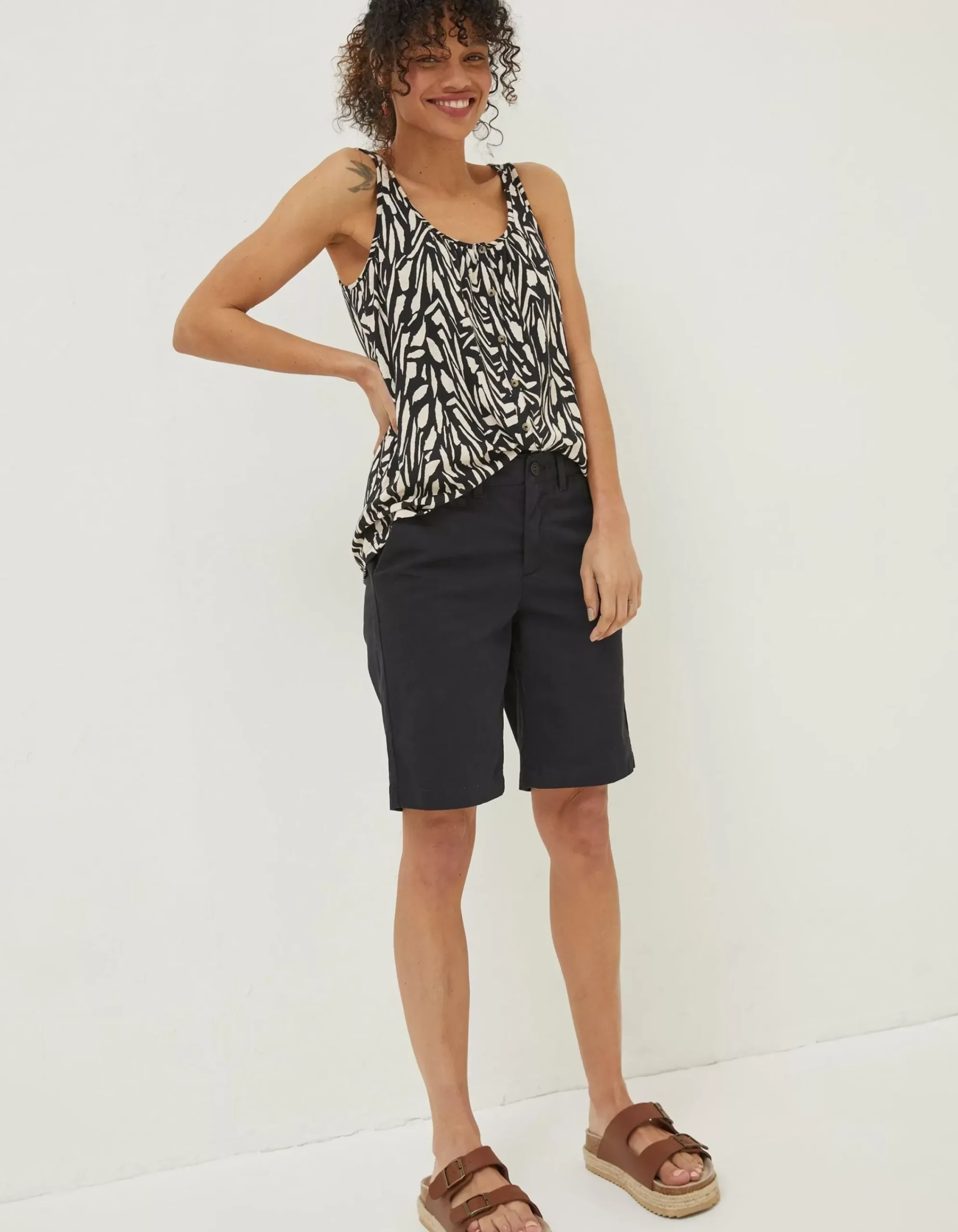 FatFace Falmouth Bermuda Chino Shorts Black Discount