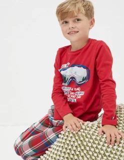 FatFace Family Check Pyjama Set Cherry Red