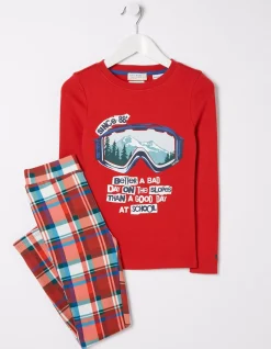 FatFace Family Check Snug Pyjama Set Cherry Red Best