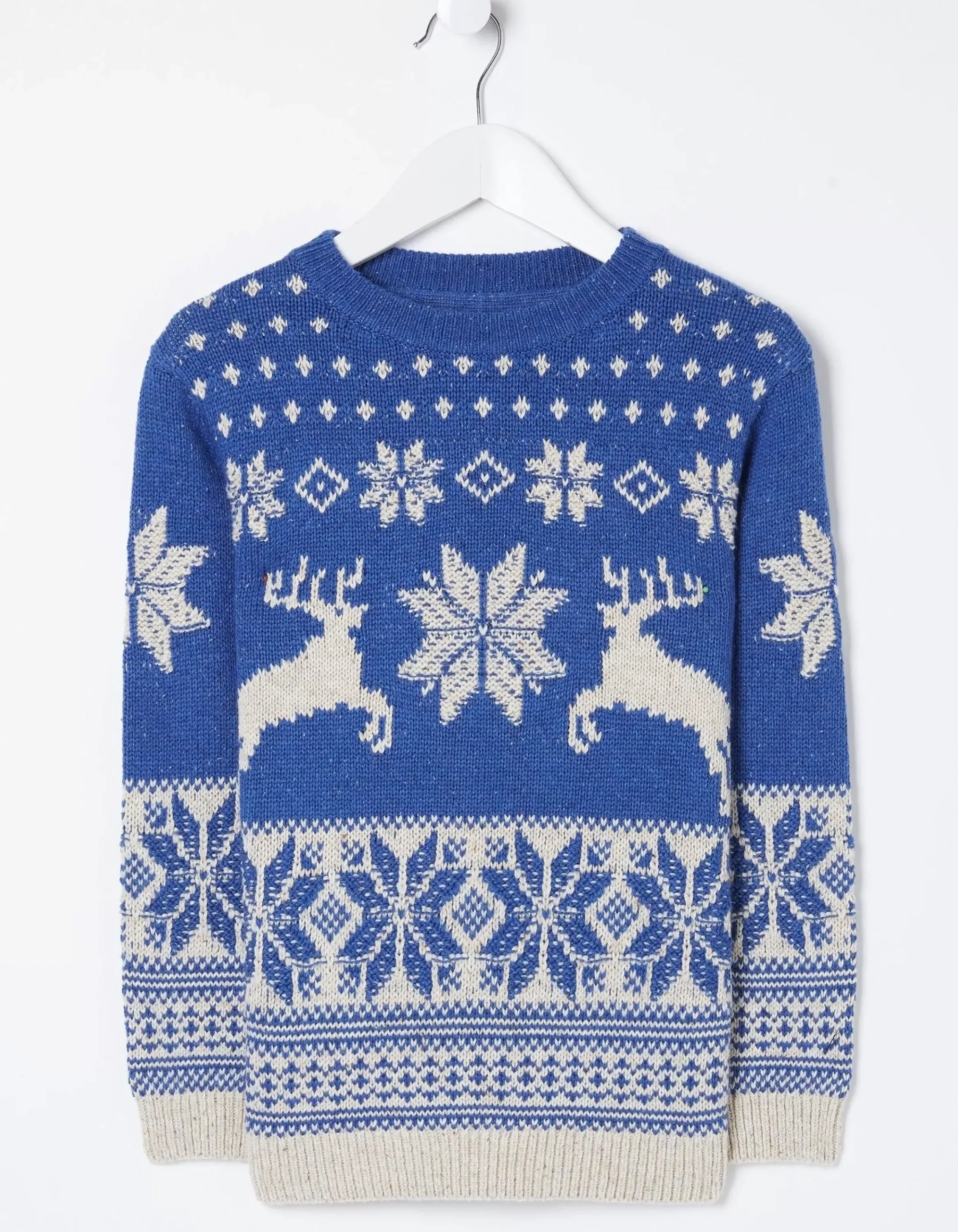 FatFace Family Reindeer Christmas Jumper Cobalt Blue