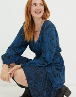 FatFace Farah Marble Dress Teal Blue Sale