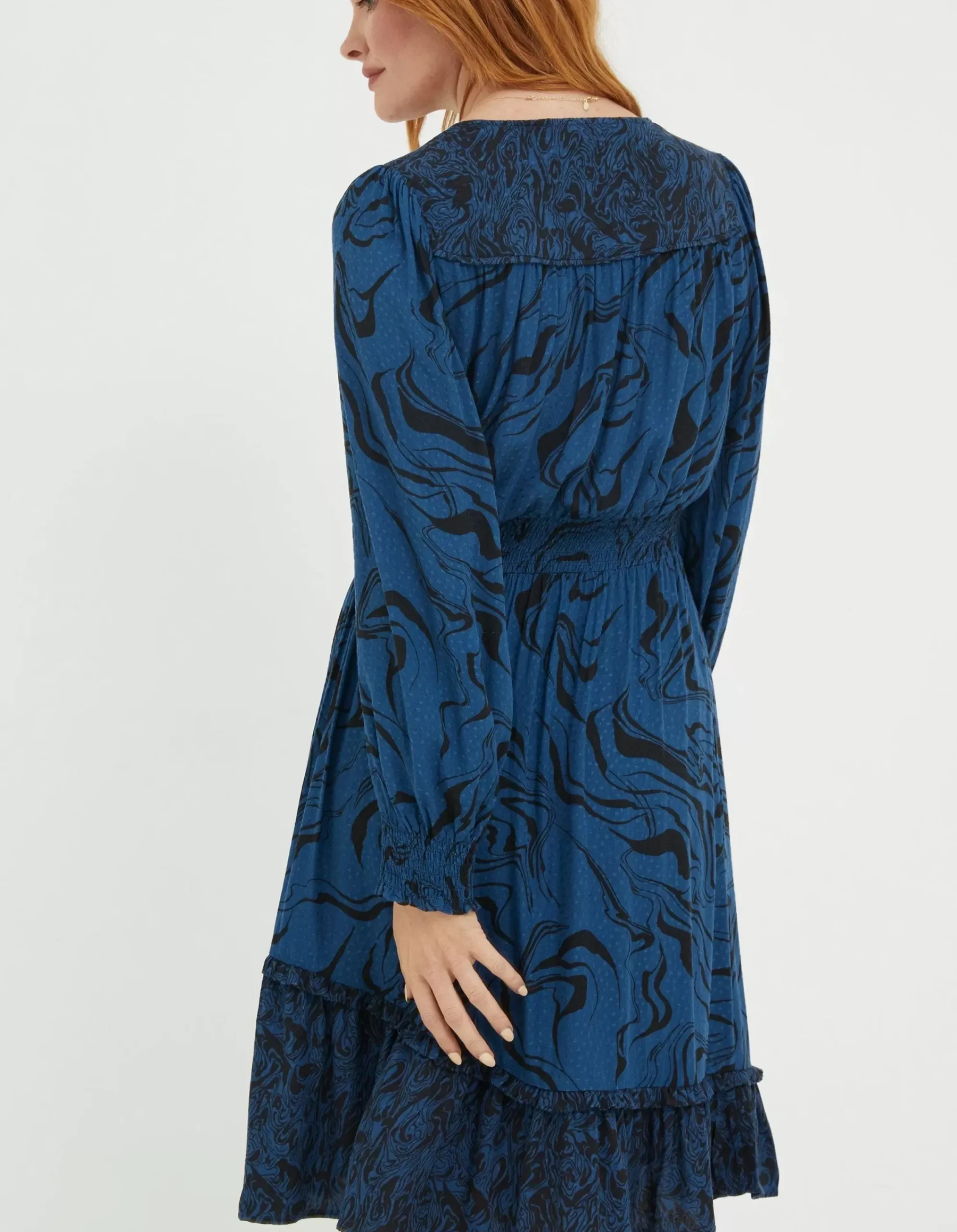 FatFace Farah Marble Dress Teal Blue Sale