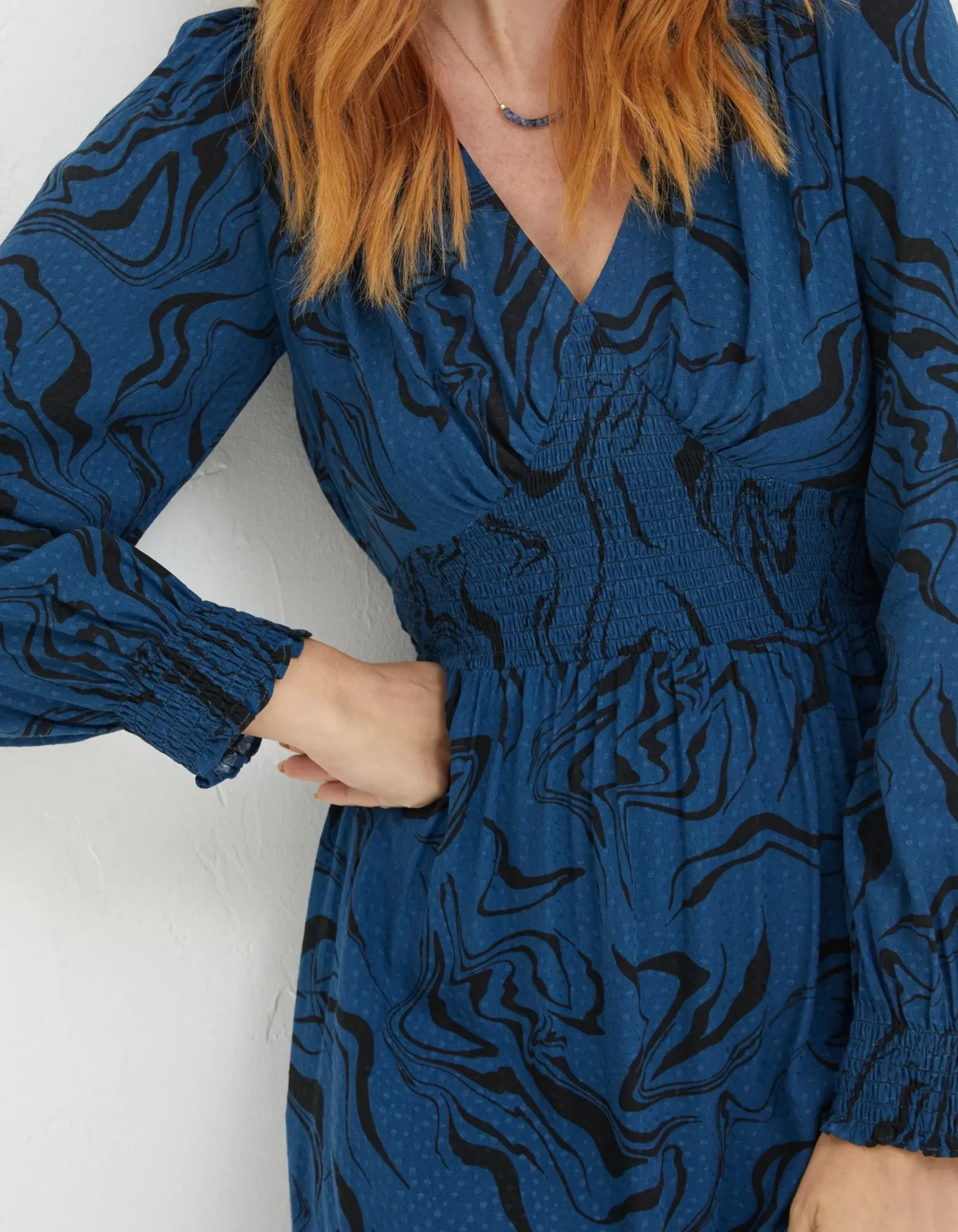 FatFace Farah Marble Dress Teal Blue Sale