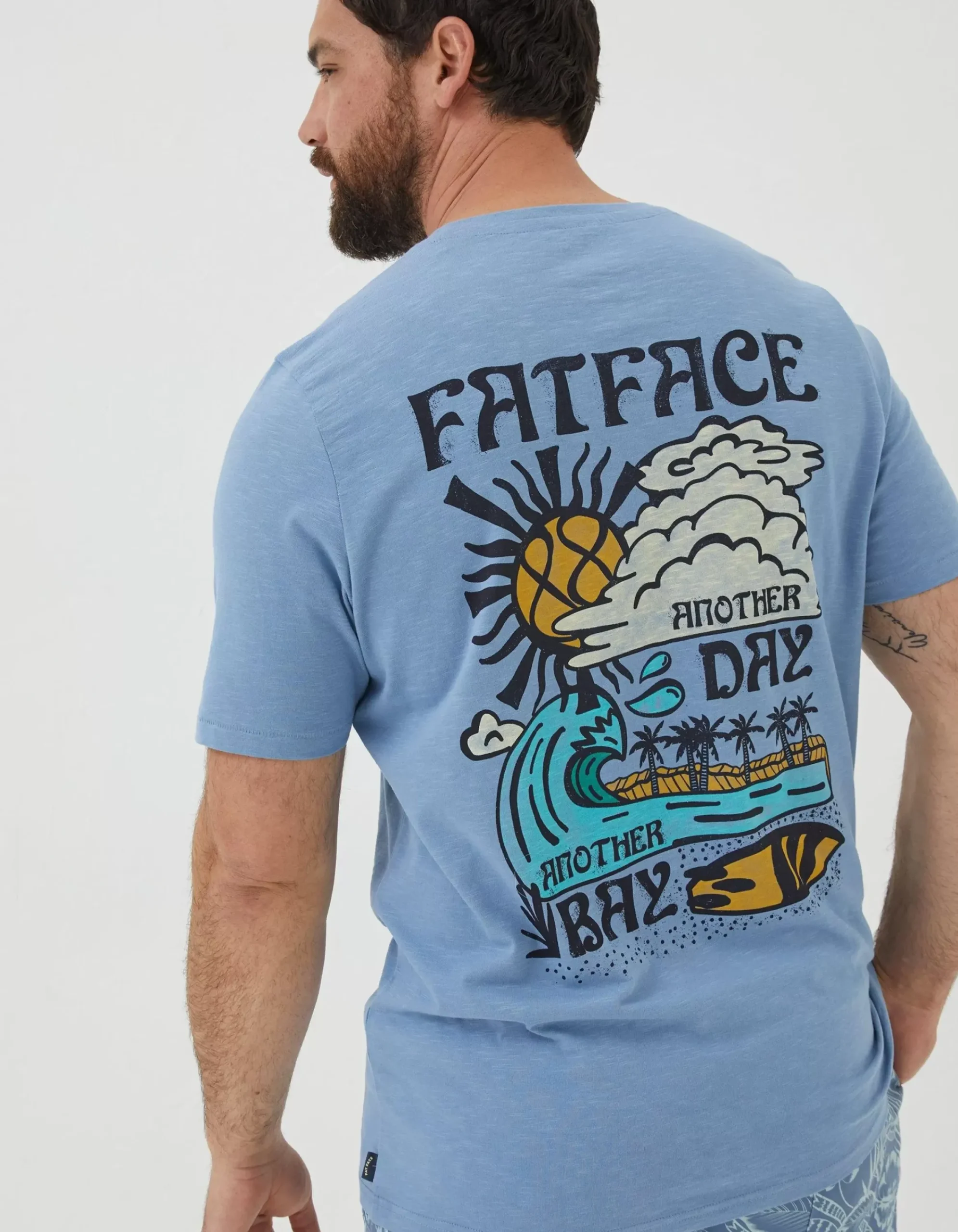 FatFace Another Day T-Shirt Chambray Blue New