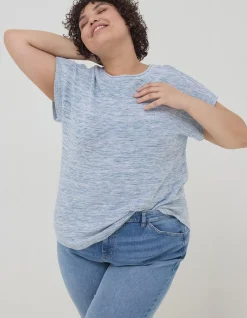 FatFace Faye Button Back Top Blue Best
