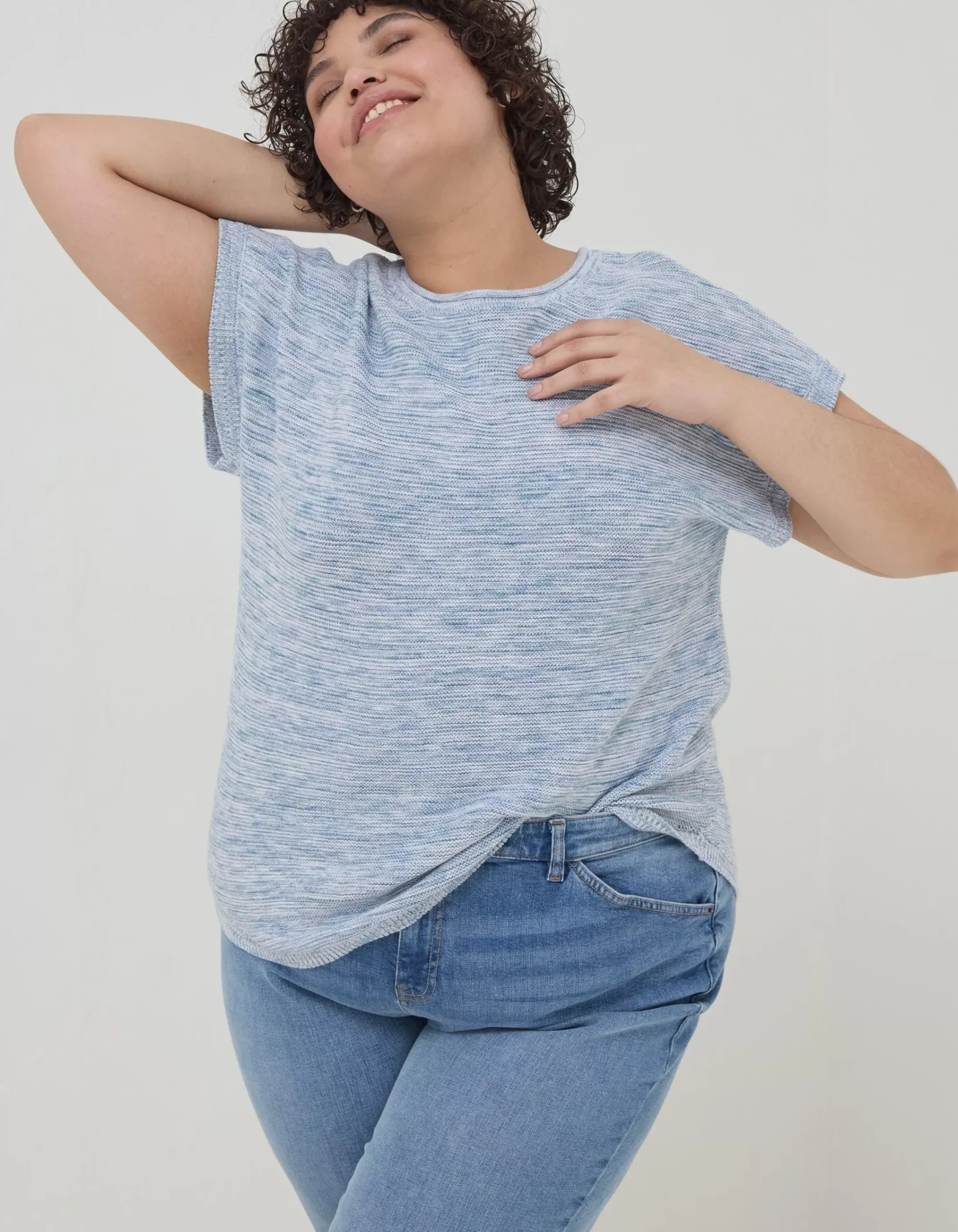 FatFace Faye Button Back Top Blue Best