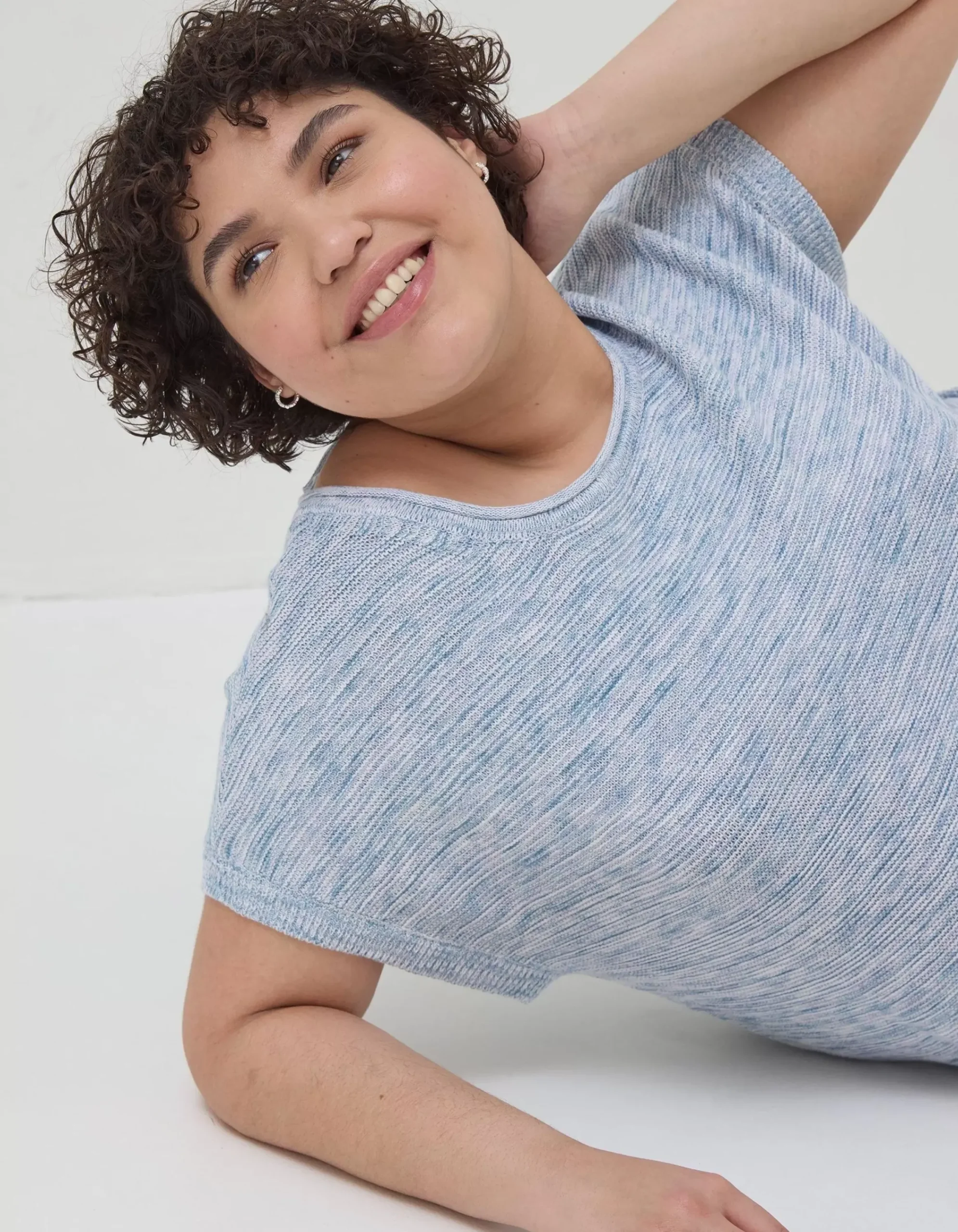 FatFace Faye Button Back Top Blue Best