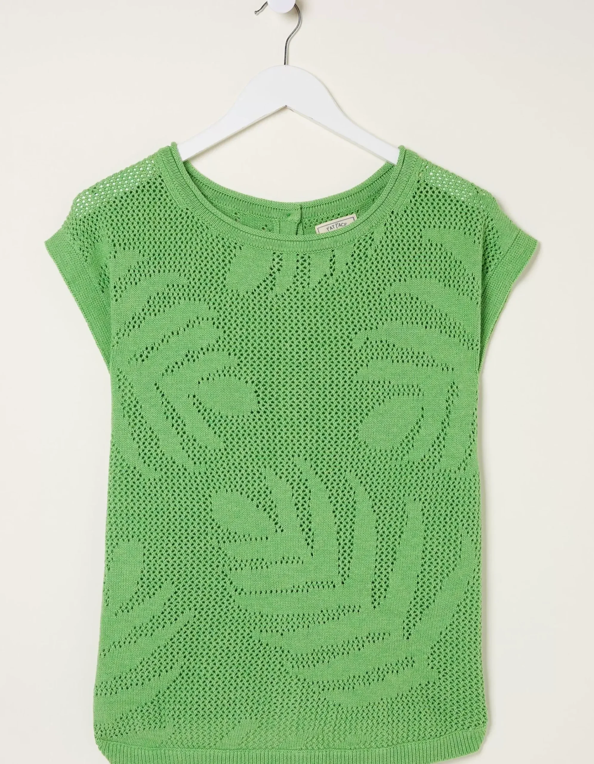 FatFace Faye Palm Button Back Top Bright Green Clearance