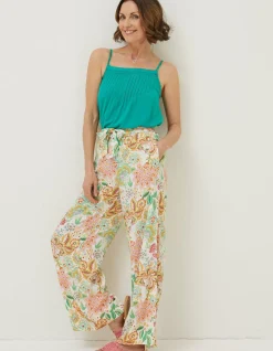 FatFace Faye Paradise Floral Wide Leg Trouser Ivory Discount