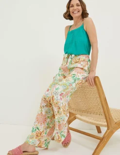 FatFace Faye Paradise Floral Wide Leg Trouser Ivory Discount