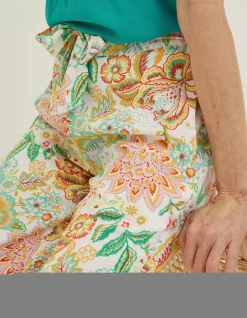 FatFace Faye Paradise Floral Wide Leg Trouser Ivory Discount