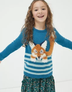 FatFace Felicity Fox Knitted Jumper Teal Green Best