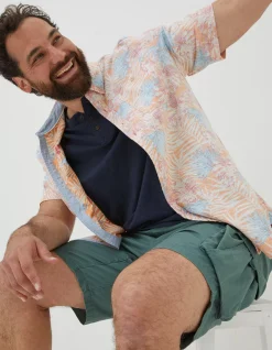 FatFace Fently Palm Print Shirt Dusky Orange Hot