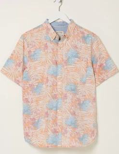 FatFace Fently Palm Print Shirt Dusky Orange Hot