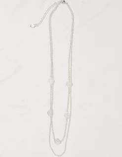 FatFace Filagree Disc Necklace Silver Hot