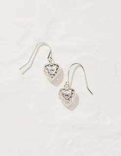 FatFace Filagree Heart Earrings Silver New