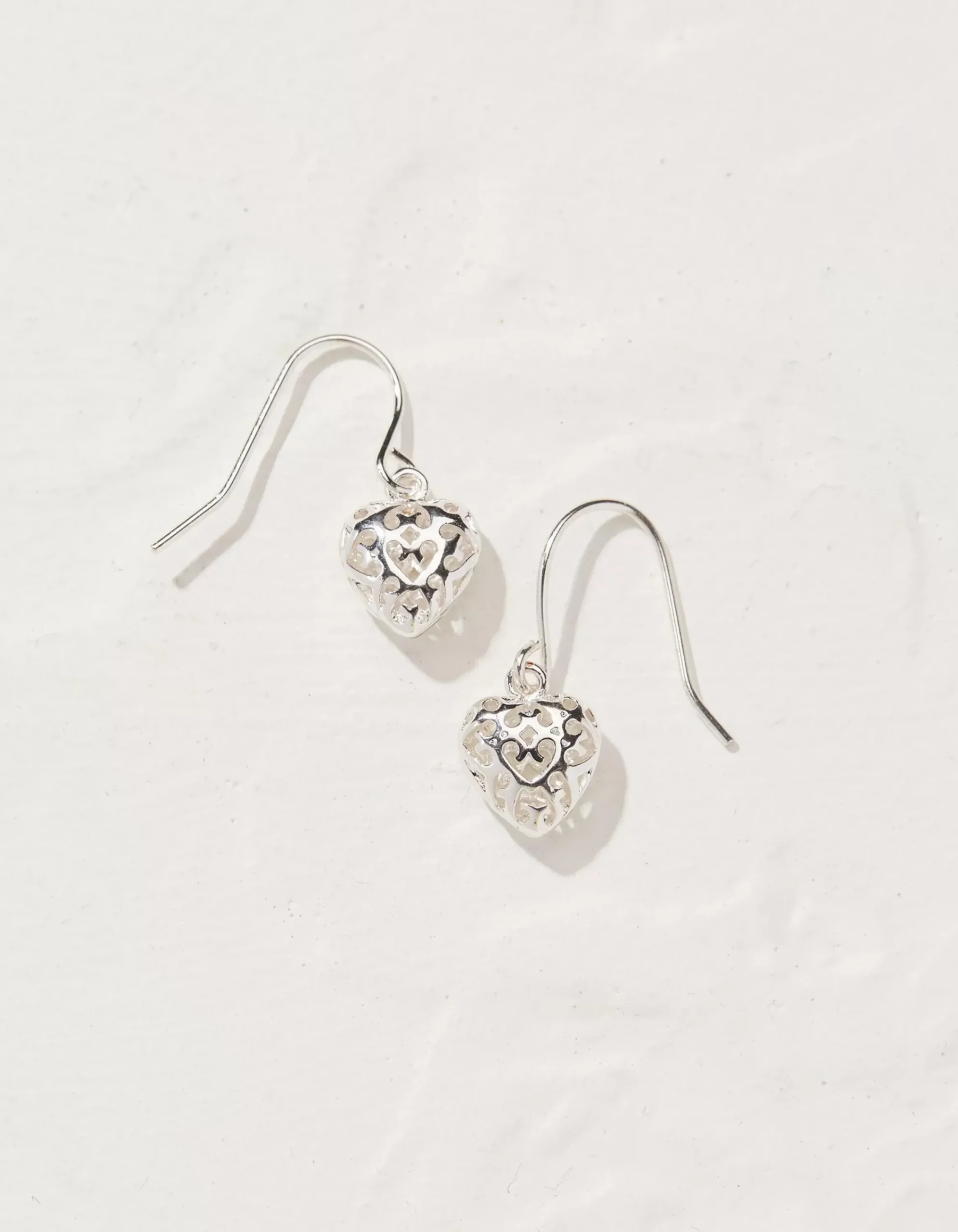 FatFace Filagree Heart Earrings Silver New
