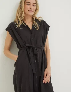 FatFace Finley Shirt Dress Black Sale