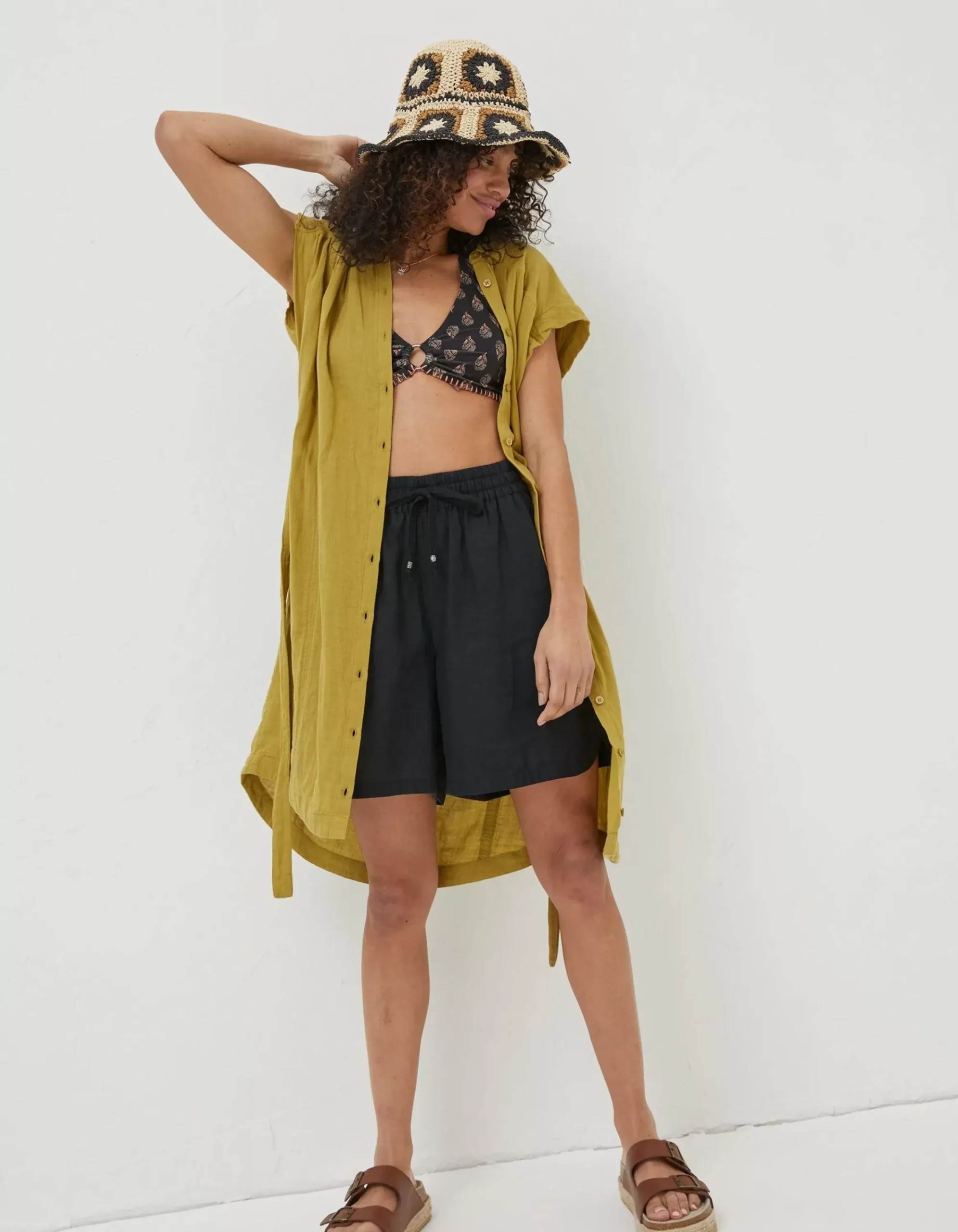 FatFace Finley Shirt Dress Light Olive Best