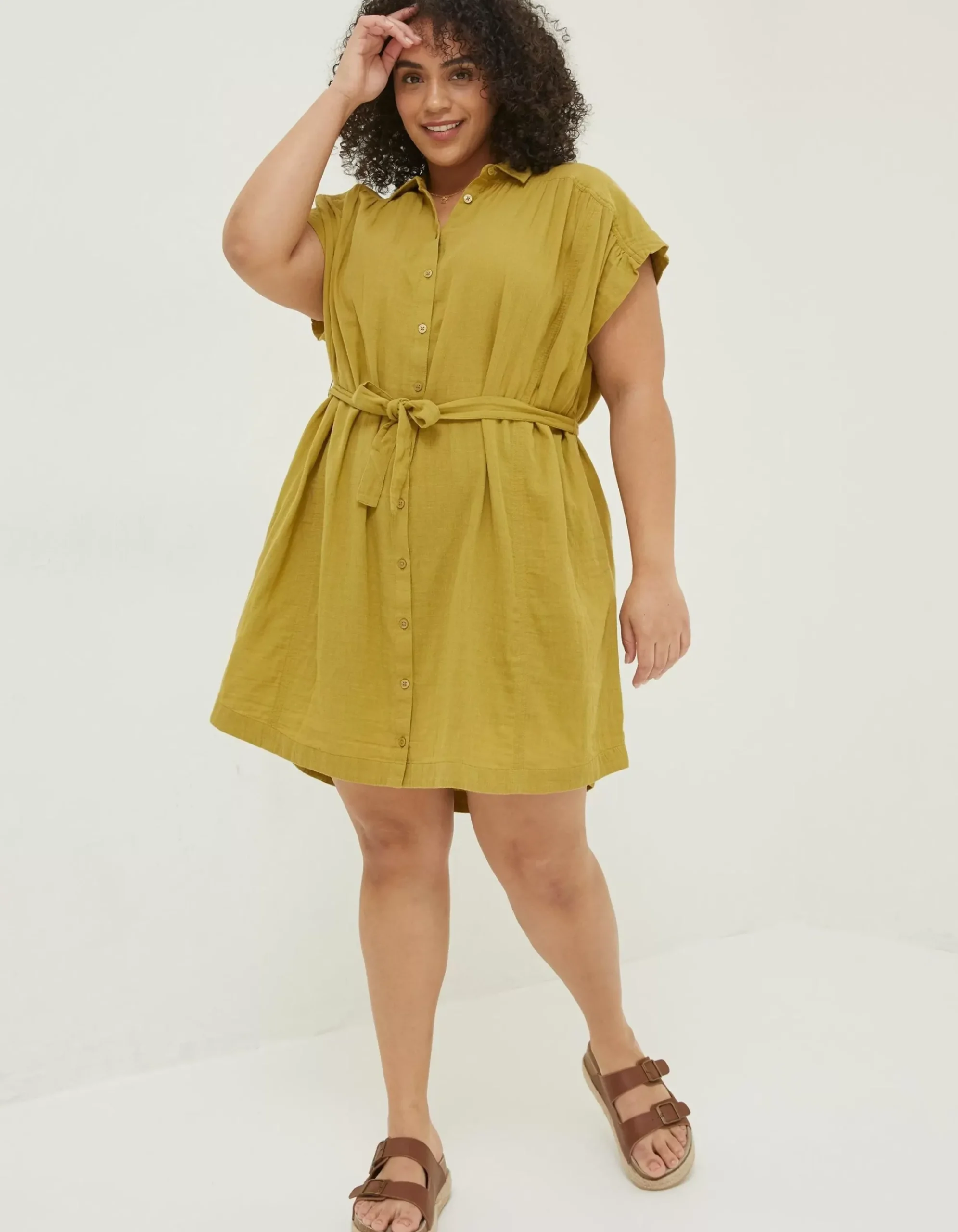 FatFace Finley Shirt Dress Light Olive Best