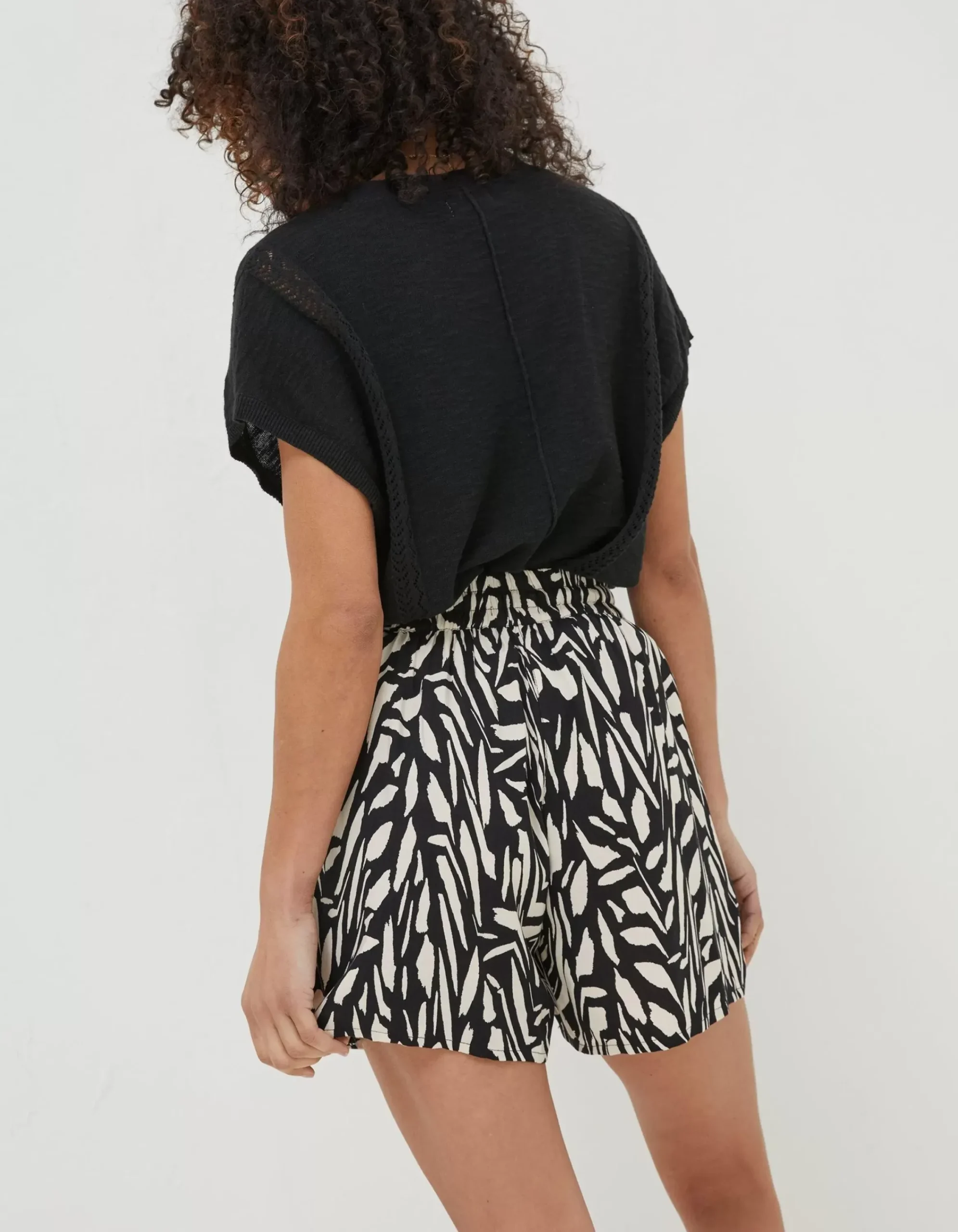 FatFace Fiona Paint Stroke Shorts Black Sale