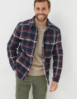 FatFace Fjord Check Overshirt Navy Hot